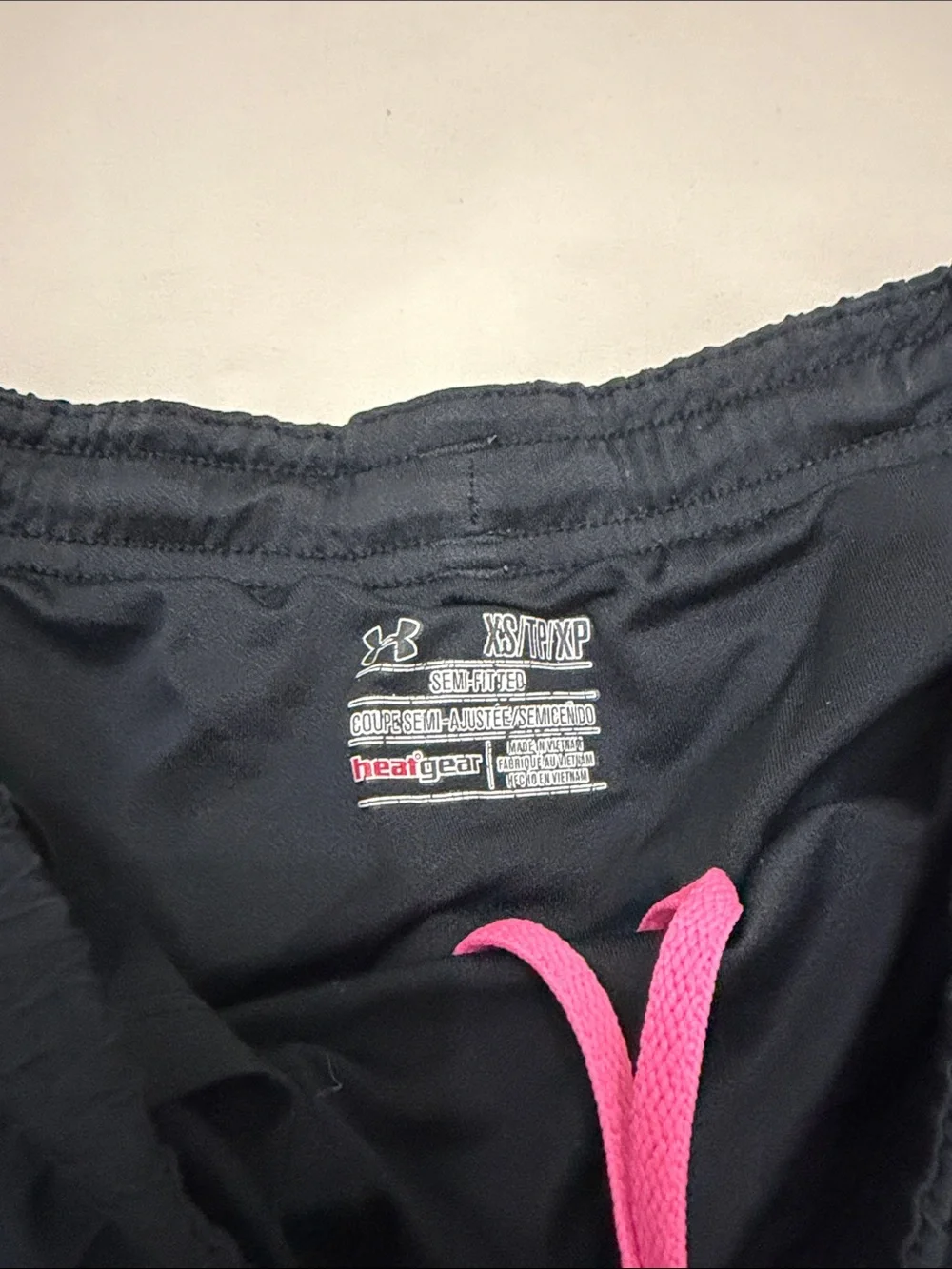Under Armour Women’s Black Running Shorts with Pink Trim Size XS